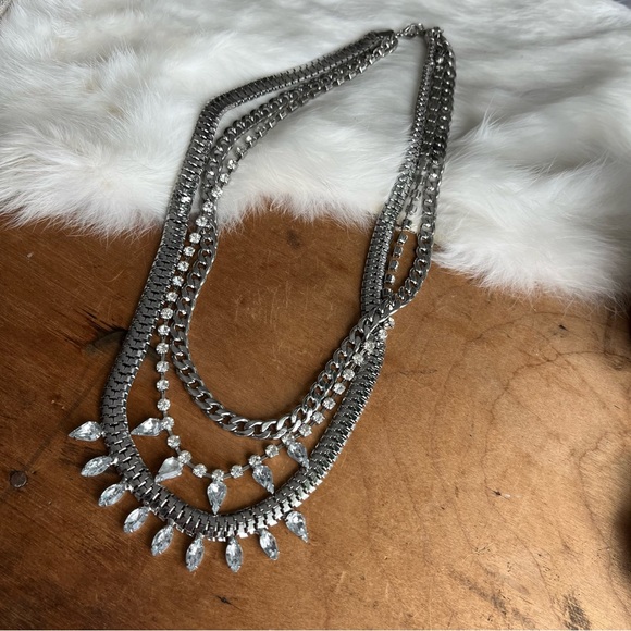 Vintage Punk Rock Style Multistrand Rhinestone Necklace - Picture 4 of 4